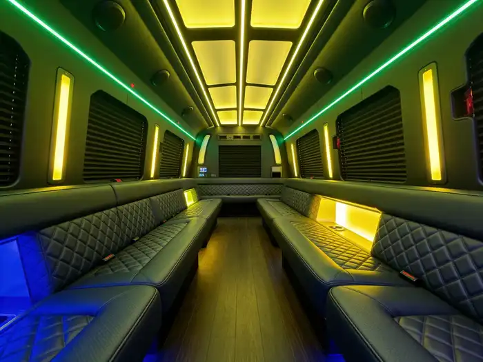 40 Passenger Party Bus Rental Interior